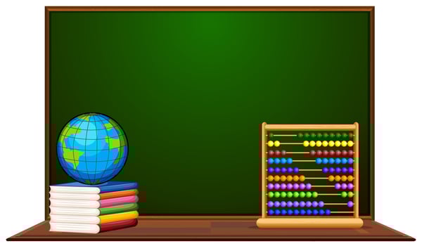 Blackboard and other school items vector