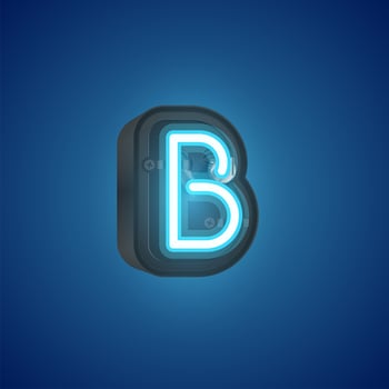 Realistic neon character from a set with console, vector illustration