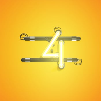 High detailed neon character from a set, vector illustration
