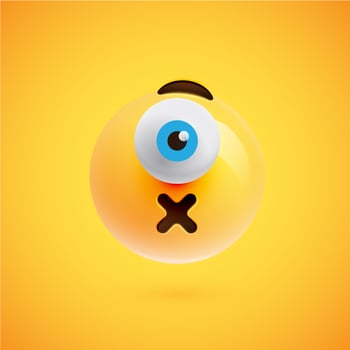 One-eyed high-detailed emoticon, vector illustration