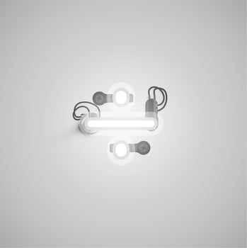 Gray realistic neon character with wires and console from a fontset, vector illustration