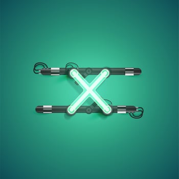 High detailed neon character from a set, vector illustration