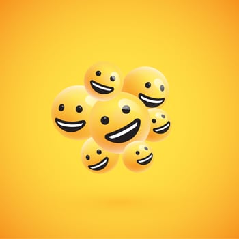 Group of high detailed yellow emoticons, vector illustration