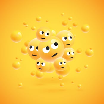 Group of high detailed yellow emoticons, vector illustration
