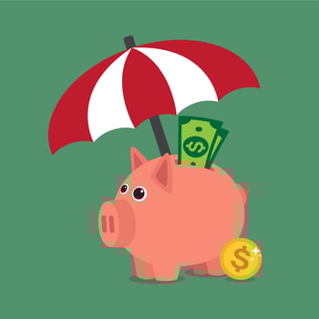 Umbrella protecting money vector