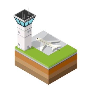 Airport runway control tower vector