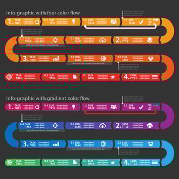 Clean corporate infographic process flowchart vector illustration
