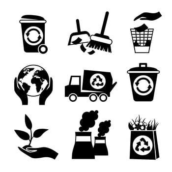 Ecology icon set black and white vector