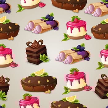 Sweets dessert seamless pattern vector