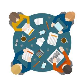 Business meeting in top view vector