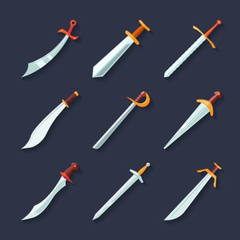 Sword icon flat vector
