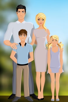 Happy family outdoor vector