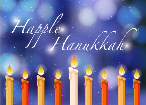 Happy Hannukkah theme with candlelights vector