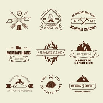 Camping labels set vector