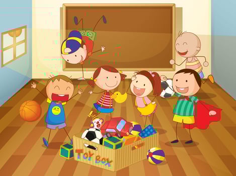 kids in a classroom vector