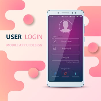 User Interface design. Smartphone icon. Login and password. vector