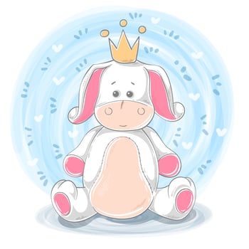 Princess illustration - cartoon animal characters. vector