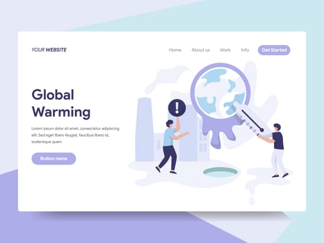 Landing page template of Global Warming Illustration Concept. Isometric flat design concept of web page design for website and mobile website.Vector illustration vector