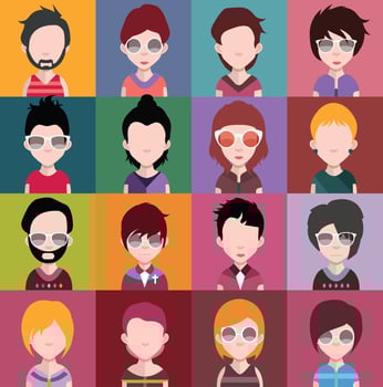 Set of colorful avatars of characters vector