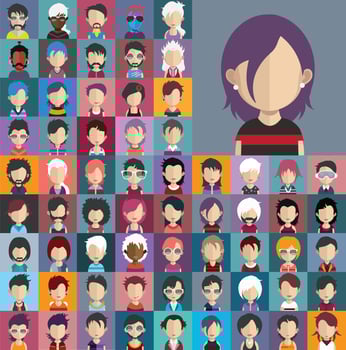 Avatar collection of various male and female characters vector