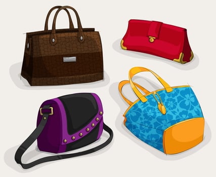 Fashion woman's bags collection vector