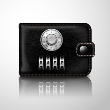 Wallet locked with combination code vector
