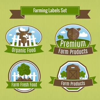 Farming harvesting and agriculture badges vector