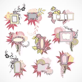 Floral decorative doodle frames set vector