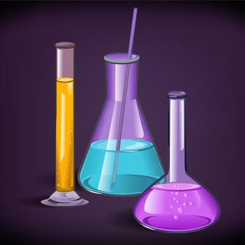 Laboratory glassware print template vector