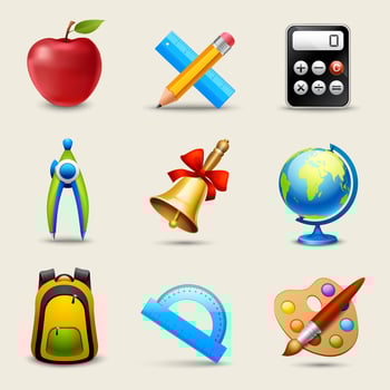 Realistic School Icons Set vector