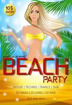 Night club beach party poster vector