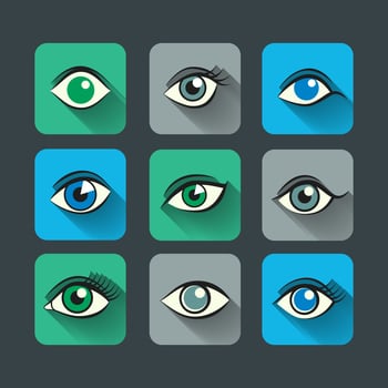 Eyes Icons Flat Set vector