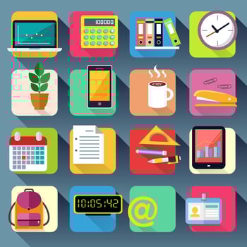 Business Office Stationery Icons Set vector
