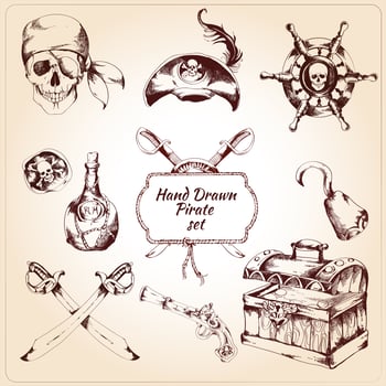 Pirates decorative icons set vector