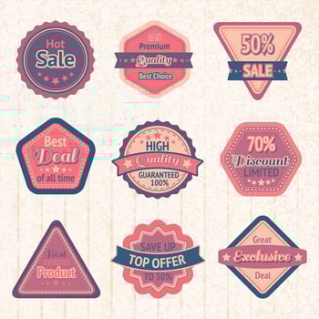 Vintage sale labels and badges set vector