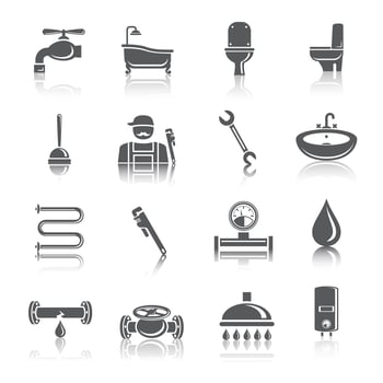 Plumbing Tools Pictograms Icons vector
