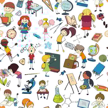 Kids school sketch seamless pattern vector