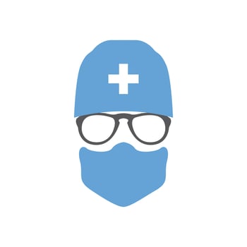 Avatar doctor surgeon in hat and mask. vector