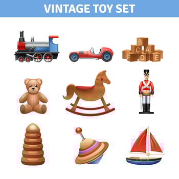 Vintage Toy Icons Set vector