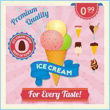 Ice cream vintage poster vector