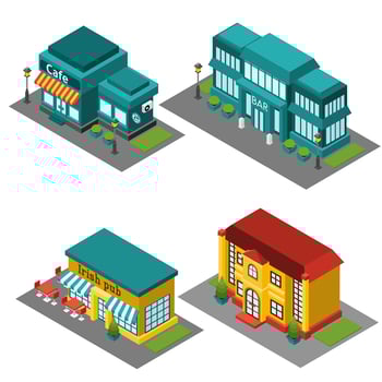Cafe Building Isometric vector