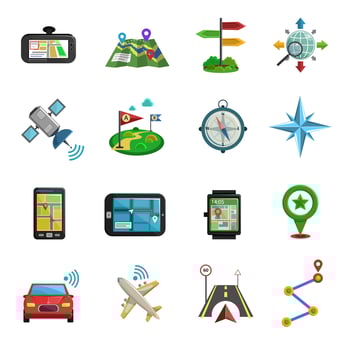 Location Flat Icon Set  vector