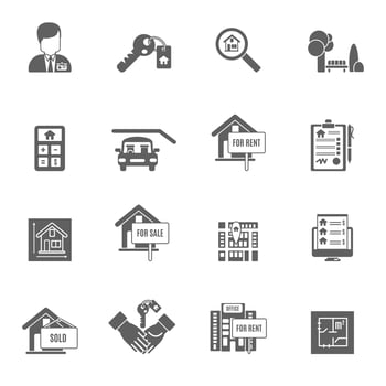 Real Estate Black Set vector