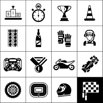 Racing Icons Black vector