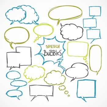Doodle comic speech bubbles set vector
