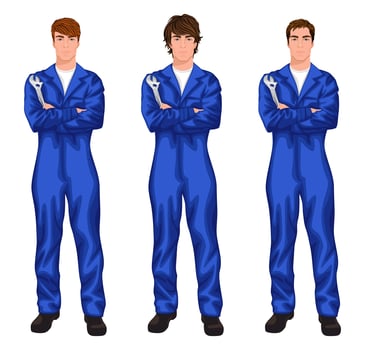 Auto mechanic worker set vector