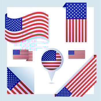 american flag set vector