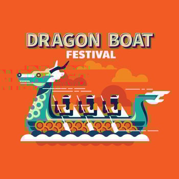 Competitive boat racing in the traditional Dragon Boat Festival vector