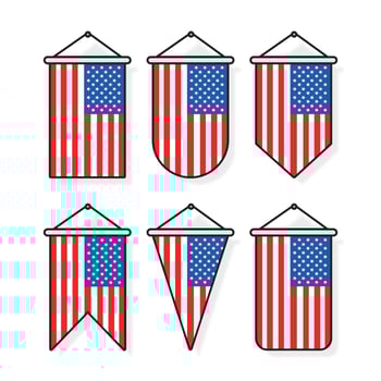 Outlined American Flags vector