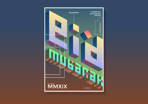 Eid Mubarak Geometric Poster vector